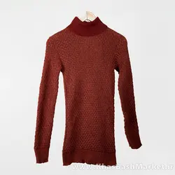 پلیور یقه اسکی مردانه زرشکی مدل Oktav