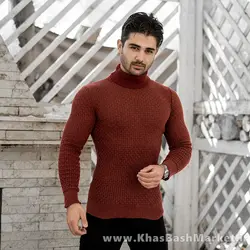 پلیور یقه اسکی مردانه زرشکی مدل Oktav
