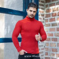 پلیور یقه اسکی مردانه قرمز مدل Oktav