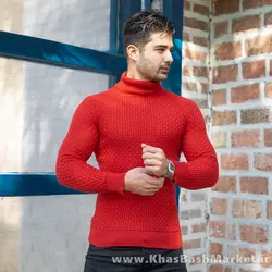 پلیور یقه اسکی مردانه قرمز مدل Oktav