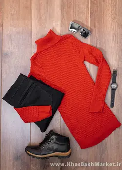 پلیور یقه اسکی مردانه قرمز مدل Oktav