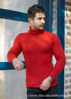 پلیور یقه اسکی مردانه قرمز مدل Oktav