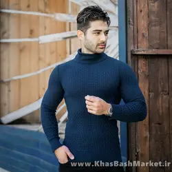 پلیور یقه اسکی مردانه سرمه ای مدل Oktav