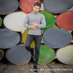 پلیور یقه اسکی مردانه طوسی روشن مدل Oktav