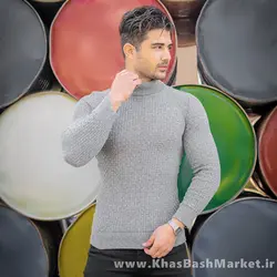 پلیور یقه اسکی مردانه طوسی روشن مدل Oktav