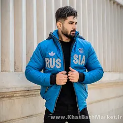 کاپشن مردانه آبی مدل Russia