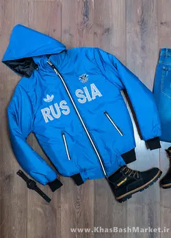 کاپشن مردانه آبی مدل Russia