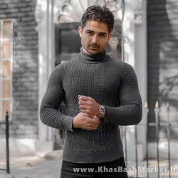 پلیور یقه اسکی مردانه طوسی تیره مدل Oktav