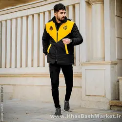 کاپشن مردانه مشکی زرد مدل Arin