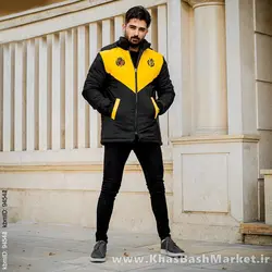 کاپشن مردانه مشکی زرد مدل Arin