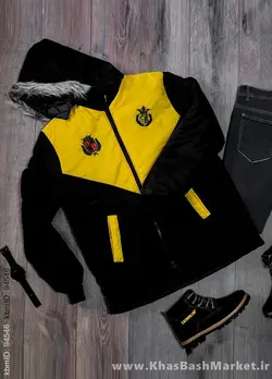 کاپشن مردانه مشکی زرد مدل Arin