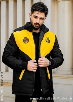 کاپشن مردانه مشکی زرد مدل Arin