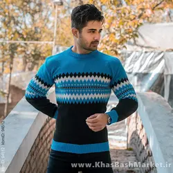 پلیور ژاکارد آبی مشکی مردانه مدلSami