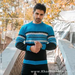 پلیور ژاکارد آبی مشکی مردانه مدلSami