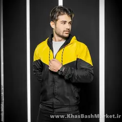 کاپشن مردانه مشکی زرد مدل K64