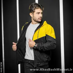 کاپشن مردانه مشکی زرد مدل K64