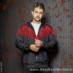 کاپشن مردانه مشکی زرشکی مدل K64