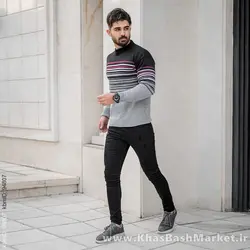 پلیور راه راه خط قرمز مردانه مدل Nahed