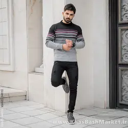 پلیور راه راه خط قرمز مردانه مدل Nahed