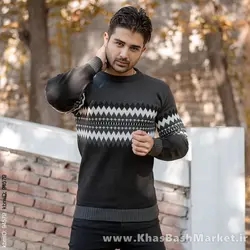 پلیور ژاکارد ذغالی مشکی مردانه مدلSami