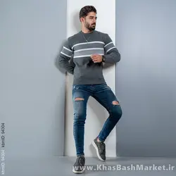 پلیور راه راه ذغالی(T) مردانه مدل iyli