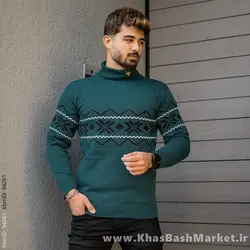 پلیور یقه اسکی کله غازی حاشیه مشکی مدل Arja