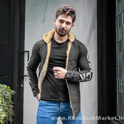 شنل مردانه خزدار ذغالی مدل Armano