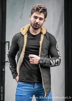 شنل مردانه خزدار ذغالی مدل Armano