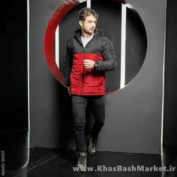 کاپشن مردانه مشکی قرمز مدل Dani