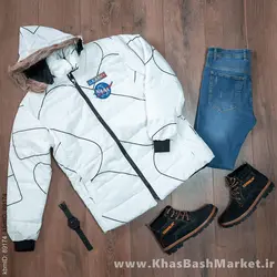 کاپشن مردانه سفید مدل Nasa