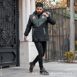 کاپشن مردانه مشکی سبز مدل Arin