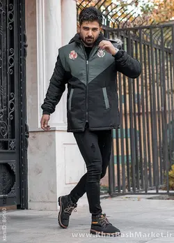 کاپشن مردانه مشکی سبز مدل Arin