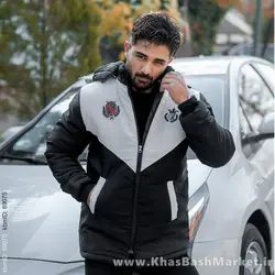 کاپشن مردانه مشکی سفید مدل Arin