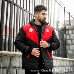 کاپشن مردانه مشکی قرمز مدل Arin