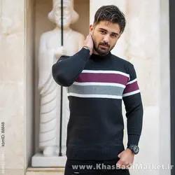 پلیور مشکی قرمز مردانه مدل Noshan