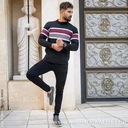 پلیور مشکی قرمز مردانه مدل Noshan