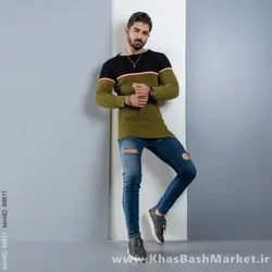 پلیور اندامی (T) خردلی مشکی مردانه مدل Adnan