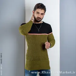 پلیور اندامی (T) خردلی مشکی مردانه مدل Adnan