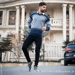 پلیور مردانه سرمه ای طوسی مدل lizan