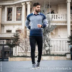 پلیور مردانه سرمه ای طوسی مدل lizan