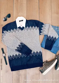 پلیور مردانه سرمه ای طوسی مدل lizan