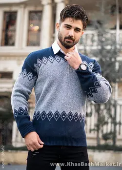 پلیور مردانه سرمه ای طوسی مدل lizan