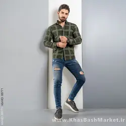 پیراهن مردانه راه راه سبز (T) مردانه مدل makio