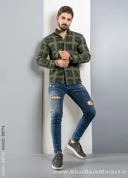 پیراهن مردانه راه راه سبز (T) مردانه مدل makio