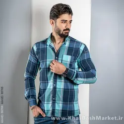 پیراهن چهارخانه سبز آبی مدلfan