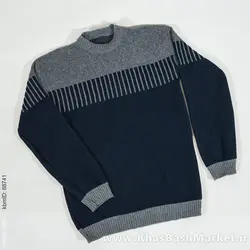 پلیور بافت مردانه طوسی سرمه ای مدل risha