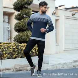 پلیور بافت مردانه طوسی سرمه ای مدل risha