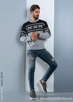 پلیور مردانه (T) مشکی طوسی مدل Servin