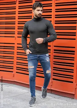 پلیور یقه اسکی قهوه ای(T) مردانه مدلborin