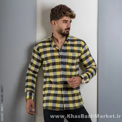 پیراهن چهارخانه(T) زرد مردانه مدل unam